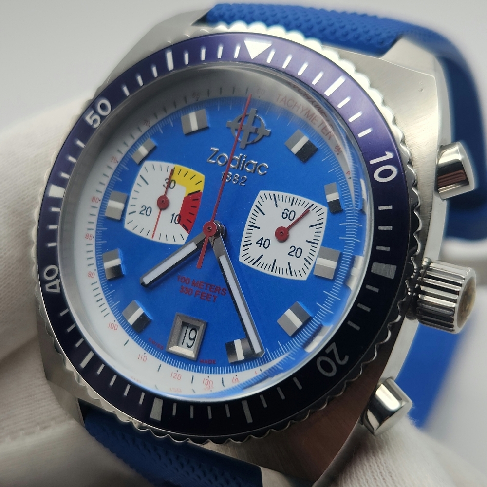 Zodiac Seadragon ZO2222 Men's Blue Quartz Chronograph Watch - READ DESCRIPTION - Picture 10 of 14